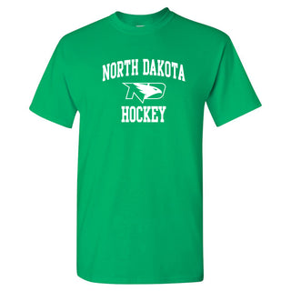 North Dakota Fighting Hawks Arch Logo Hockey Short Sleeve T Shirt - Irish Green