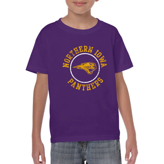 University of Northern Iowa Panthers Distressed Circle Logo Youth T Shirt - Purple