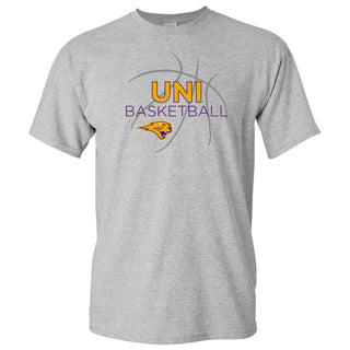 University of Northern Iowa Panthers Basketball Sketch Basic Cotton Short Sleeve T Shirt - Sport Grey