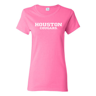 University of Houston Cougars Basic Block Women's Short Sleeve T Shirt - Azalea