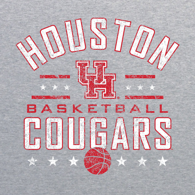 University of Houston Cougars Basketball Arch Stars Short Sleeve T Shirt - Sport Grey