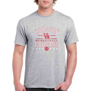 University of Houston Cougars Basketball Arch Stars Short Sleeve T Shirt - Sport Grey