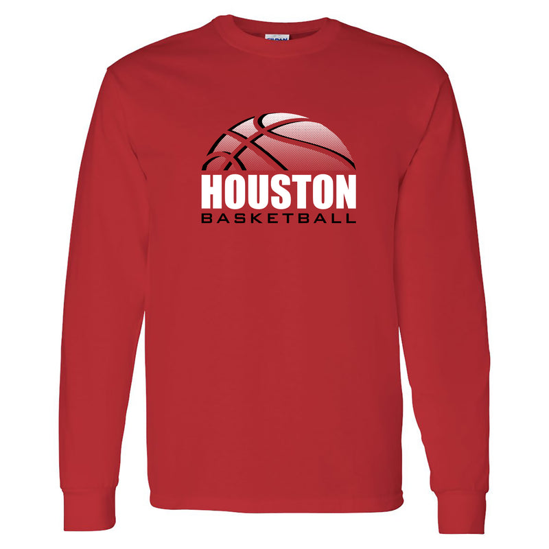 University of Houston Cougars Basketball Shadow Long Sleeve T-Shirt - Red