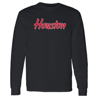 Houston Cougars Basic Script Long Sleeve T Shirt - Black