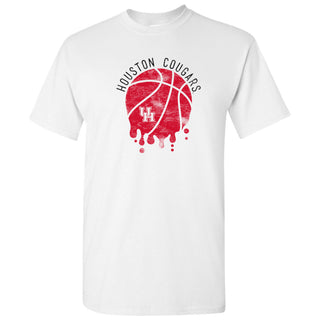 University of Houston Cougars Basketball Dribble Basic Cotton Short Sleeve T Shirt - White