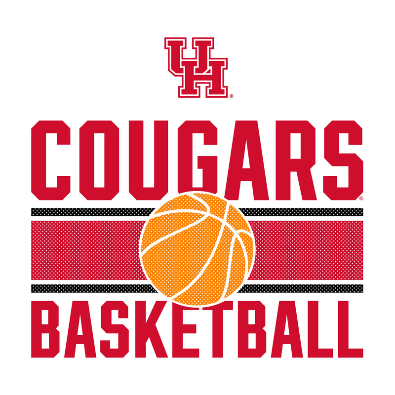 University of Houston Cougars Basketball Mesh Basic Cotton Short Sleeve T Shirt - White