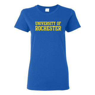 University of Rochester Yellowjackets Basic Block Womens Short Sleeve T Shirt - Royal