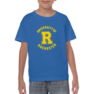 University of Rochester Yellowjackets Arch Logo Youth Short Sleeve T Shirt - Royal