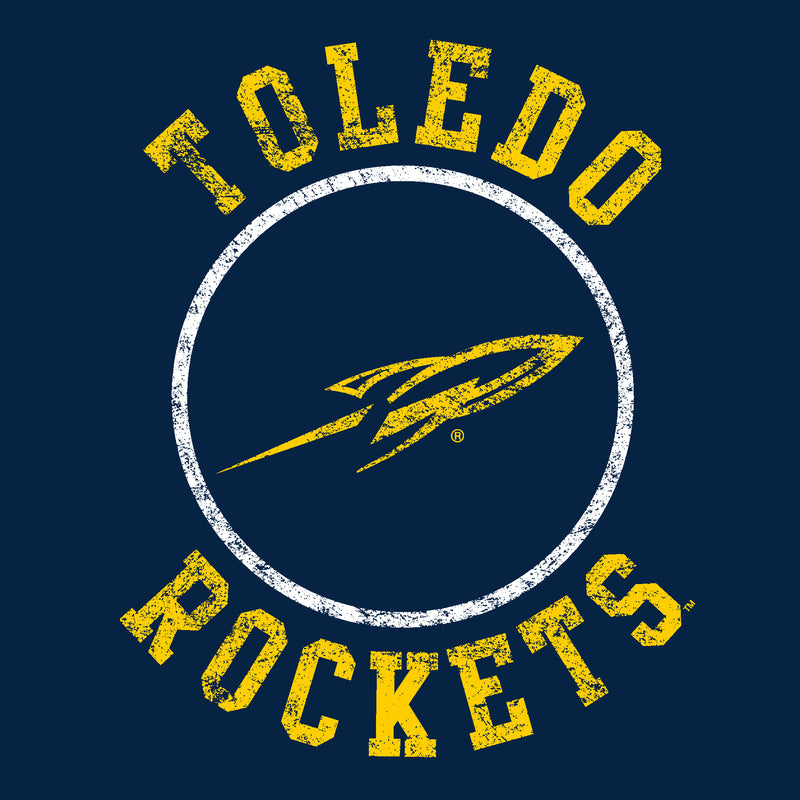 University of Toledo Rockets Distressed Circle Logo Heavy Cotton Short Sleeve Youth T Shirt - Navy