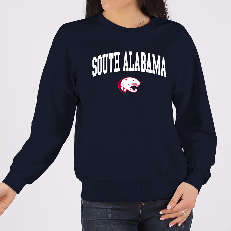 South Alabama Jaguars Arch Logo Crewneck Sweatshirt - Navy