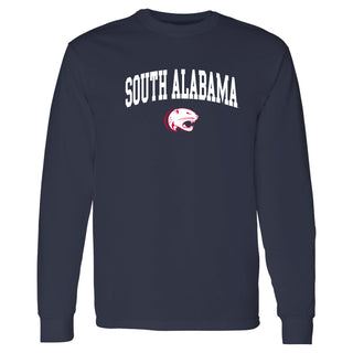 South Alabama Jaguars Arch Logo Long Sleeve T Shirt - Navy