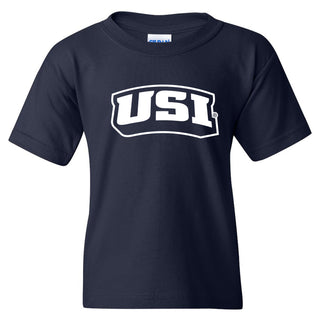 University of Southern Indiana Screaming Eagles Basic Block Cotton Short Sleeve Youth T Shirt - Navy