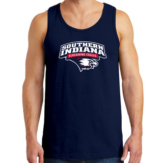 University of Southern Indiana Screaming Eagles Arch Logo Heavy Cotton Tank Top - Navy