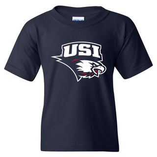 University of Southern Indiana Screaming Eagles Primary Logo Basic Cotton Short Sleeve Youth T Shirt - Navy