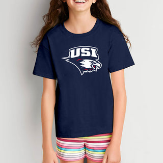 University of Southern Indiana Screaming Eagles Primary Logo Basic Cotton Short Sleeve Youth T Shirt - Navy