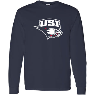 University of Southern Indiana Screaming Eagles Primary Logo Basic Cotton Long Sleeve T Shirt - Navy