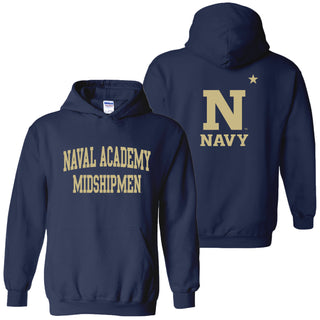 United States Naval Academy Midshipmen Front Back Print Heavy Blend Hoodie - Navy