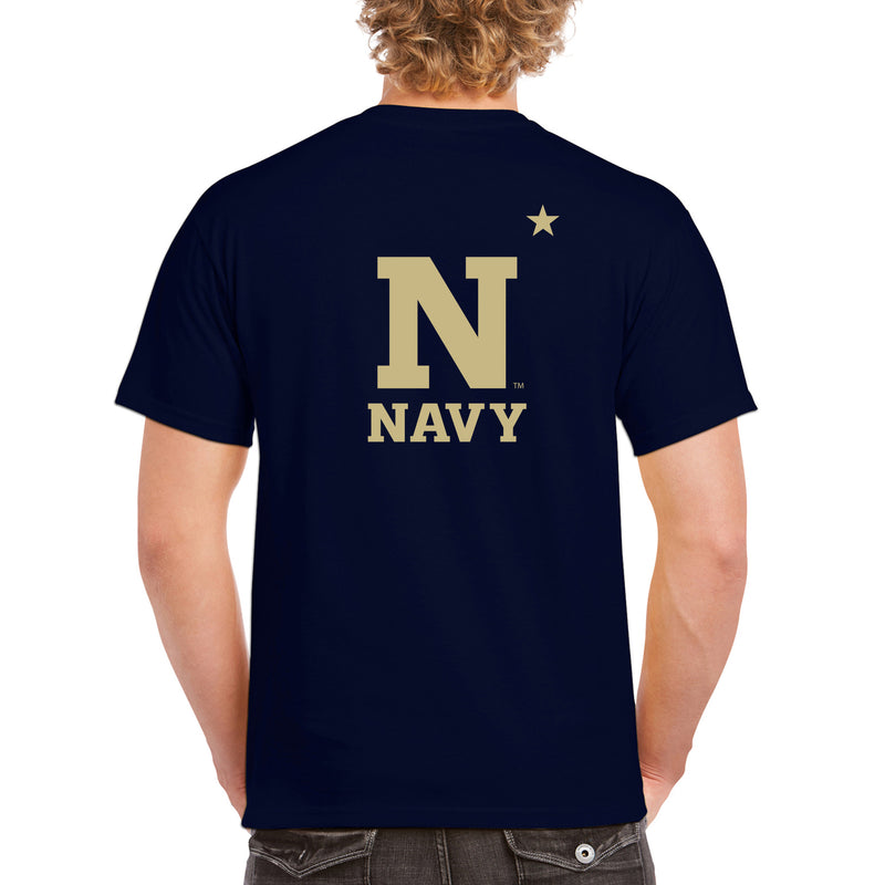 United States Naval Academy Midshipmen Front Back Print Short Sleeve T Shirt - Navy