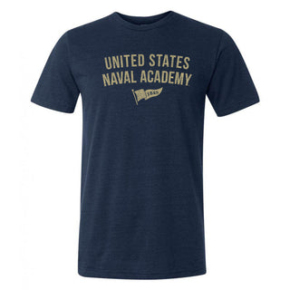 United States Naval Academy Midshipmen 1845 Banner Canvas Short Sleeve Triblend T-Shirt - Solid Navy