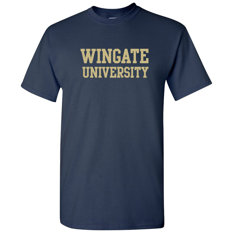 Wingate University Bulldogs Basic Block Cotton Short Sleeve T Shirt - Navy