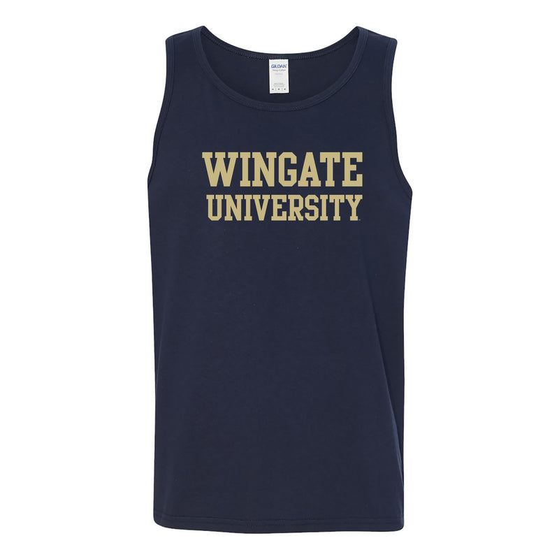 Wingate University Basic Block Bulldogs Heavy Cotton Tank Top - Navy