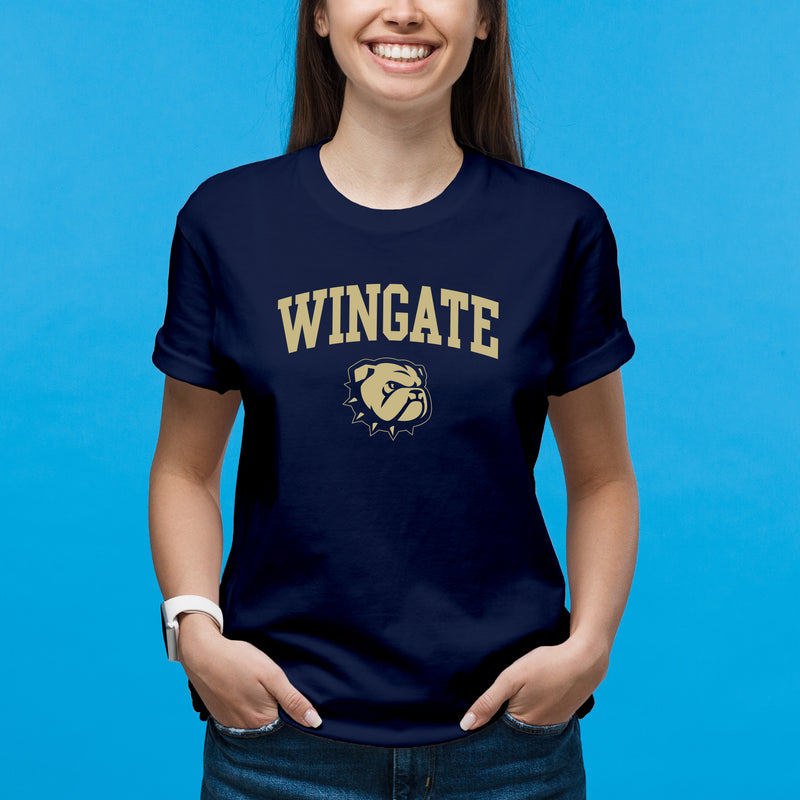 Wingate University Bulldogs Arch Logo Basic Cotton Short Sleeve T Shirt - Navy