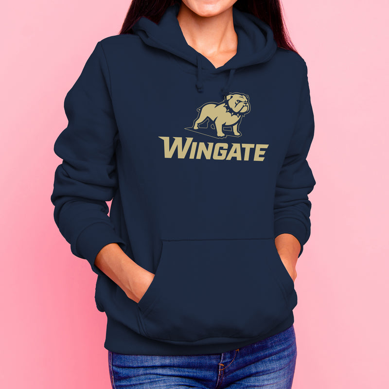 Wingate University Bulldogs Primary Logo Heavy Blend Hoodie - Navy