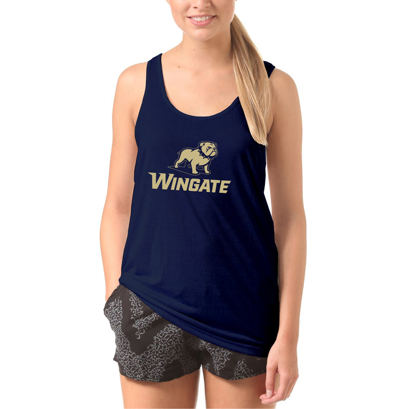 Wingate University Bulldogs Primary Logo Heavy Cotton Tank Top - Navy