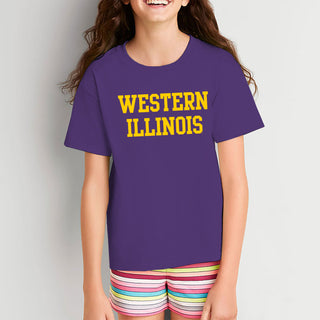 Western Illinois University Leathernecks Basic Block Youth Short Sleeve T Shirt - Purple