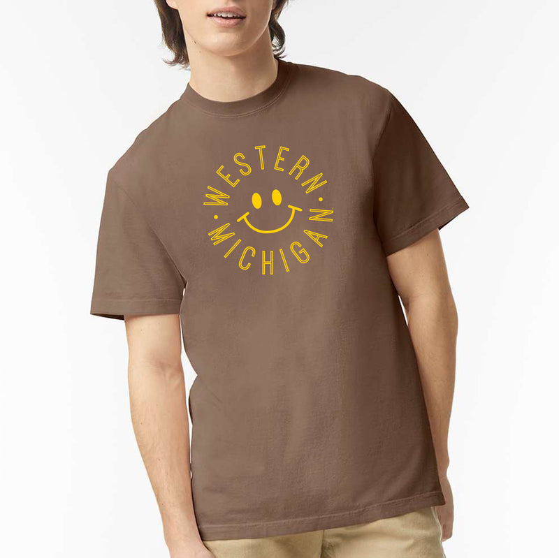 Western Michigan Monotone Smile CC T-Shirt - Espresso