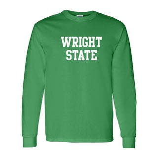 Wright State University Raiders Basic Block Long Sleeve T Shirt - Irish Green