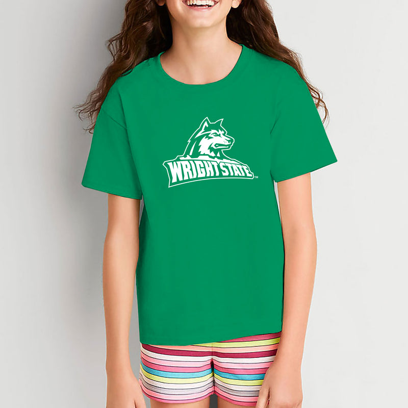 Wright State University Raiders Primary Logo Youth Short Sleeve T Shirt - Irish Green