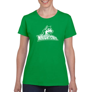 Wright State University Raiders Primary Logo Womens Short Sleeve T Shirt - Irish Green