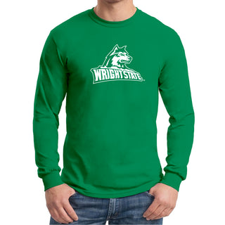 Wright State University Raiders Primary Logo Long Sleeve T Shirt - Irish Green