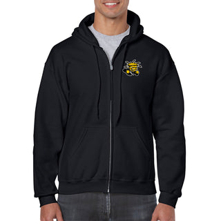 Wichita State University Shockers Primary Logo Left Chest Full Zip Hoodie - Black