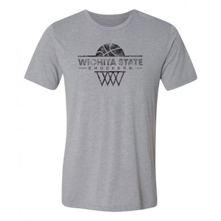 Wichita State University Shockers Oblique Hoop Canvas Triblend T-Shirt - Athletic Grey