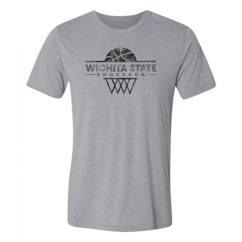 Wichita State University Shockers Oblique Hoop Canvas Triblend T-Shirt - Athletic Grey