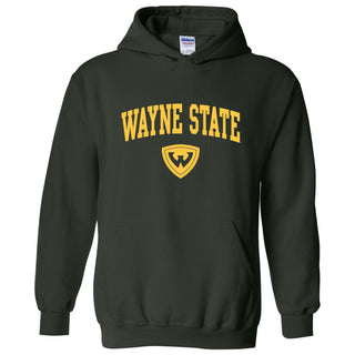 Wayne State University Warriors Arch Logo Heavy Blend Hoodie - Forest Green