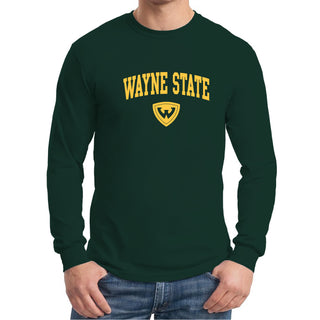 Wayne State University Warriors Arch Logo Long Sleeve T-Shirt - Forest Green