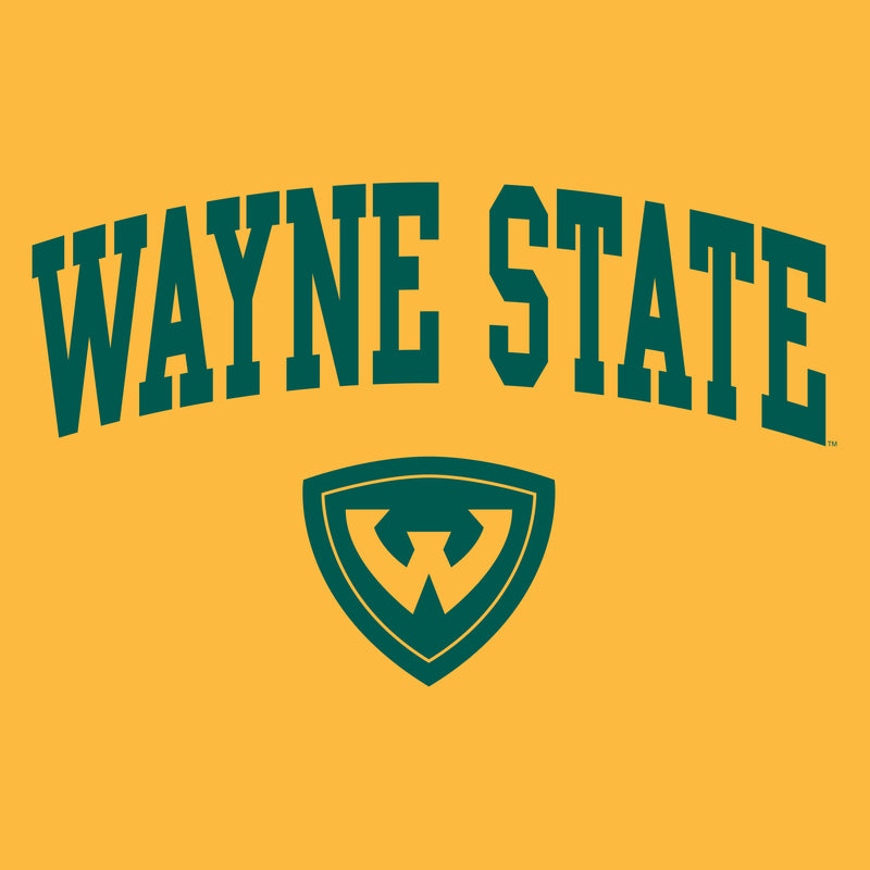 Wayne State University Warriors Arch Logo Short Sleeve T Shirt - Gold