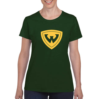 Wayne State University Warriors Primary Logo Womens Short Sleeve T Shirt - Forest Green