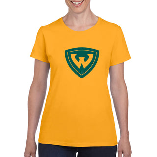 Wayne State University Warriors Primary Logo Womens Short Sleeve T Shirt - Gold