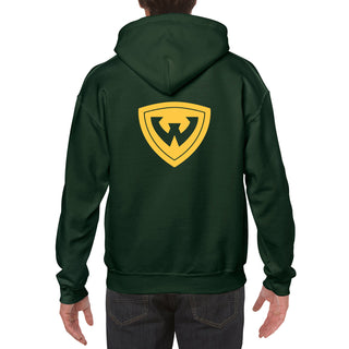 Wayne State University Warriors Front Back Print Heavy Blend Hoodie - Forest