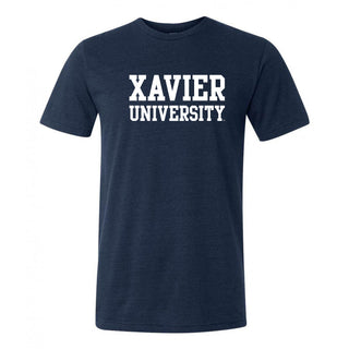 Xavier Univeristy Musketeers Basic Block Canvas Triblend Short Sleeve T Shirt - Solid Navy Triblend