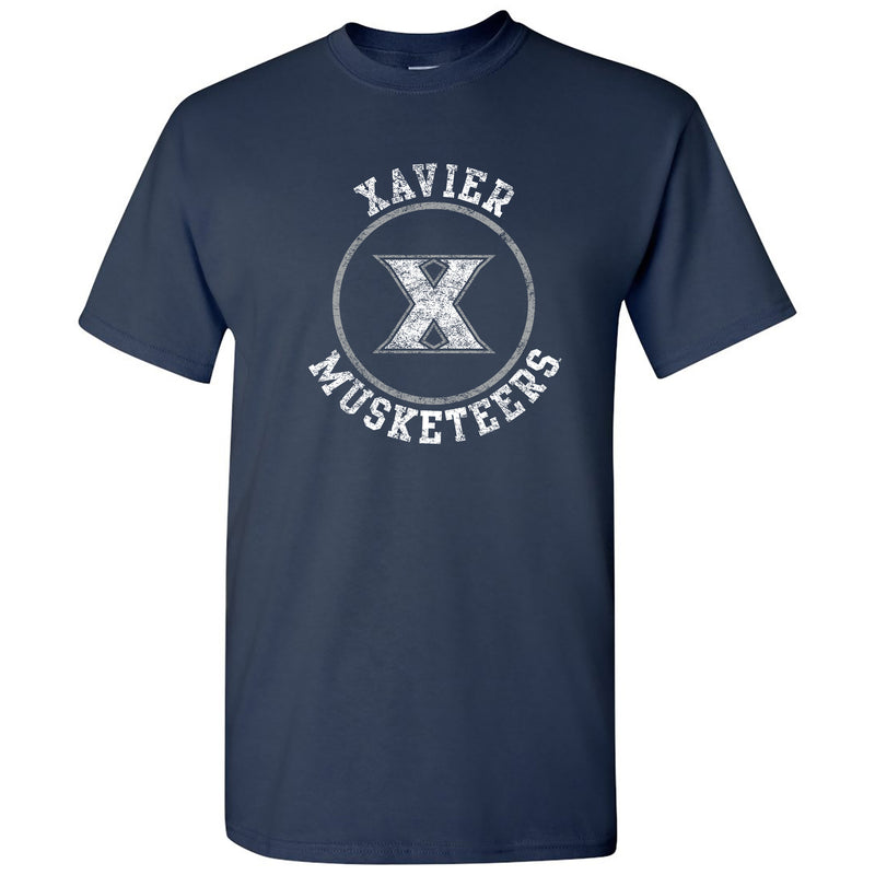 Xavier University Musketeers Distressed Circle Logo Short Sleeve T Shirt - Navy