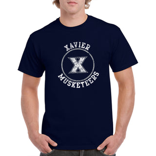 Xavier University Musketeers Distressed Circle Logo Short Sleeve T Shirt - Navy