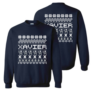 Xavier University Musketeers Ugly Holiday Sweater Crewneck Sweatshirt - Navy