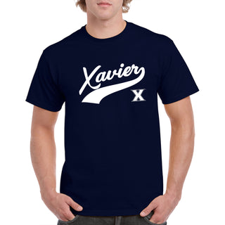 Xavier University Musketeers Baseball Script Short Sleeve T-Shirt - Navy