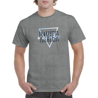 Xavier University Musketeers Gradient Triangle Basic Cotton Short Sleeve T Shirt - Graphite Heather