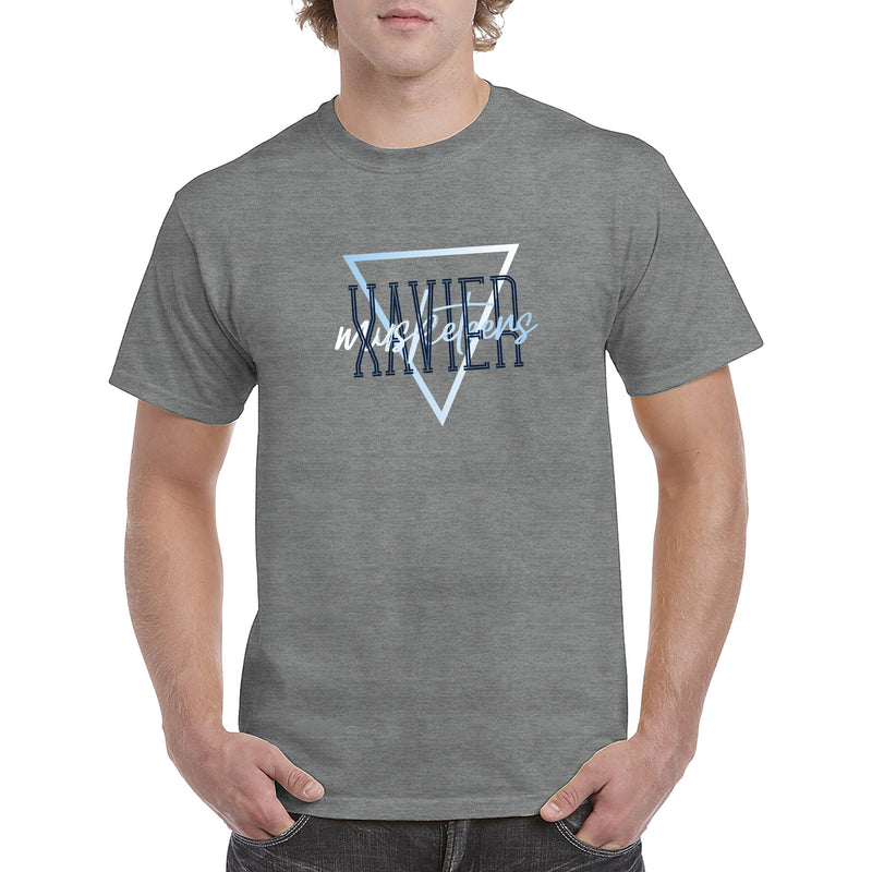 Xavier University Musketeers Gradient Triangle Basic Cotton Short Sleeve T Shirt - Graphite Heather